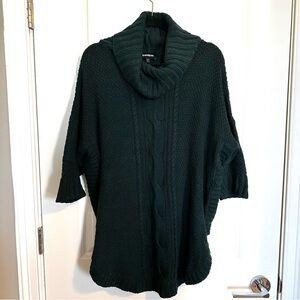 Express Forest Green Cable Cowl-Neck Sweater